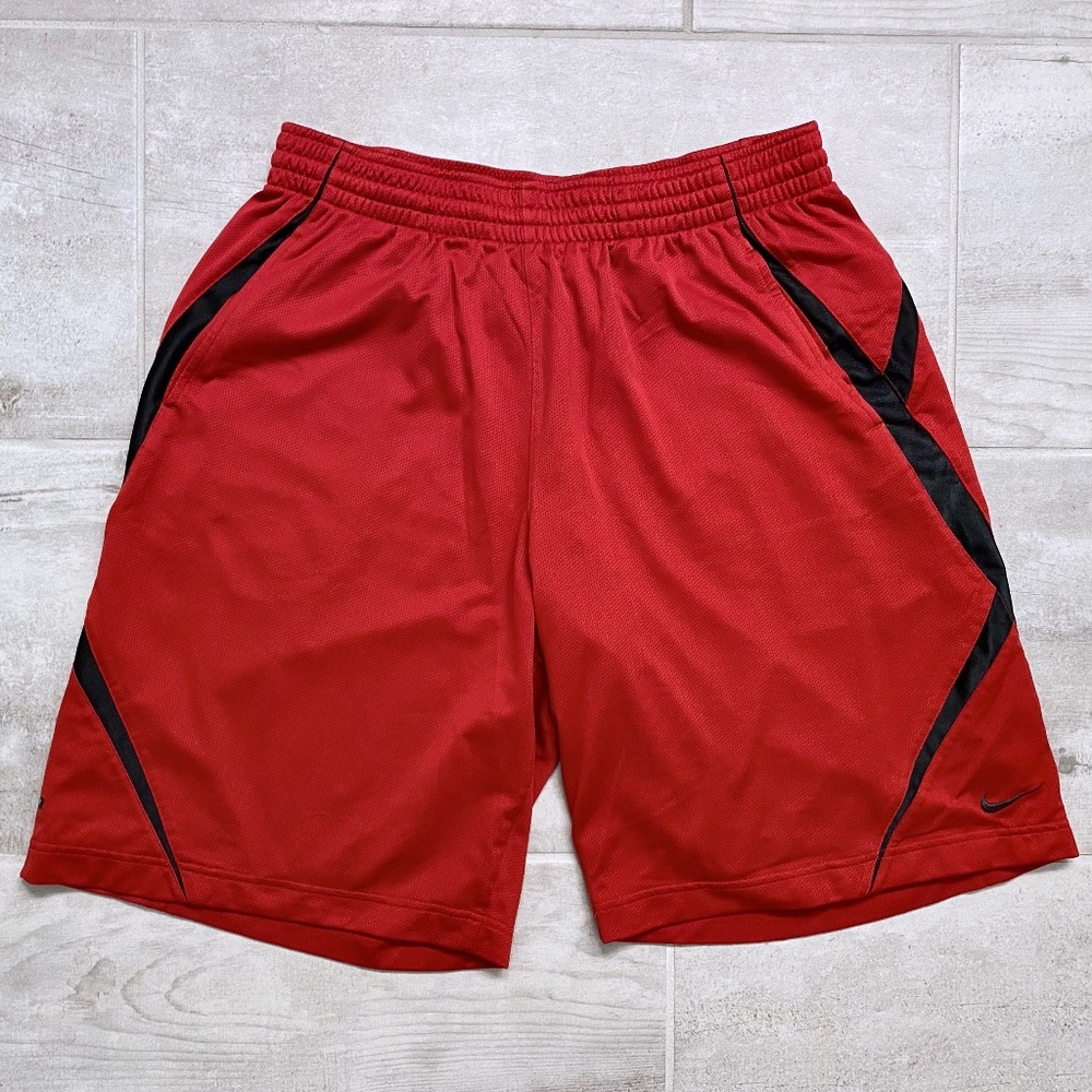 NIKE DRI-FIT Black and Red Athletic Shorts